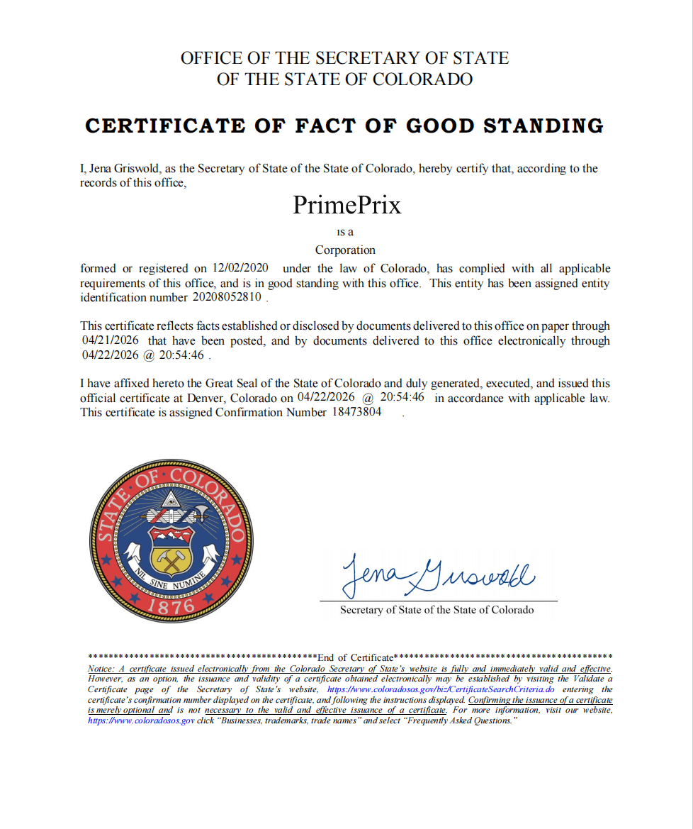 Colorado Good Standing Record document preview