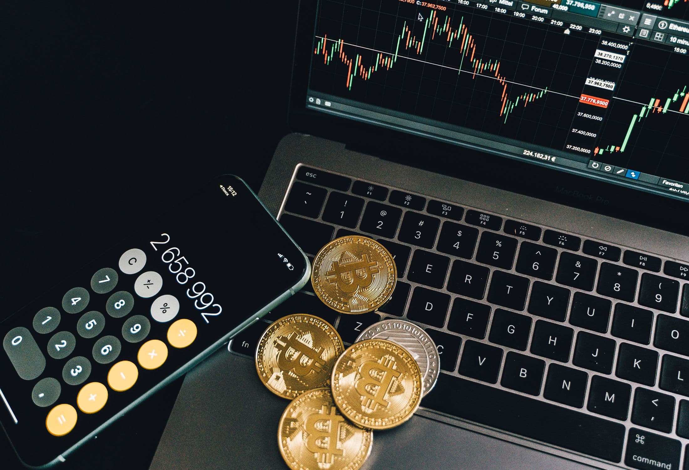 Digital token coins with a trading chart representing token-powered execution