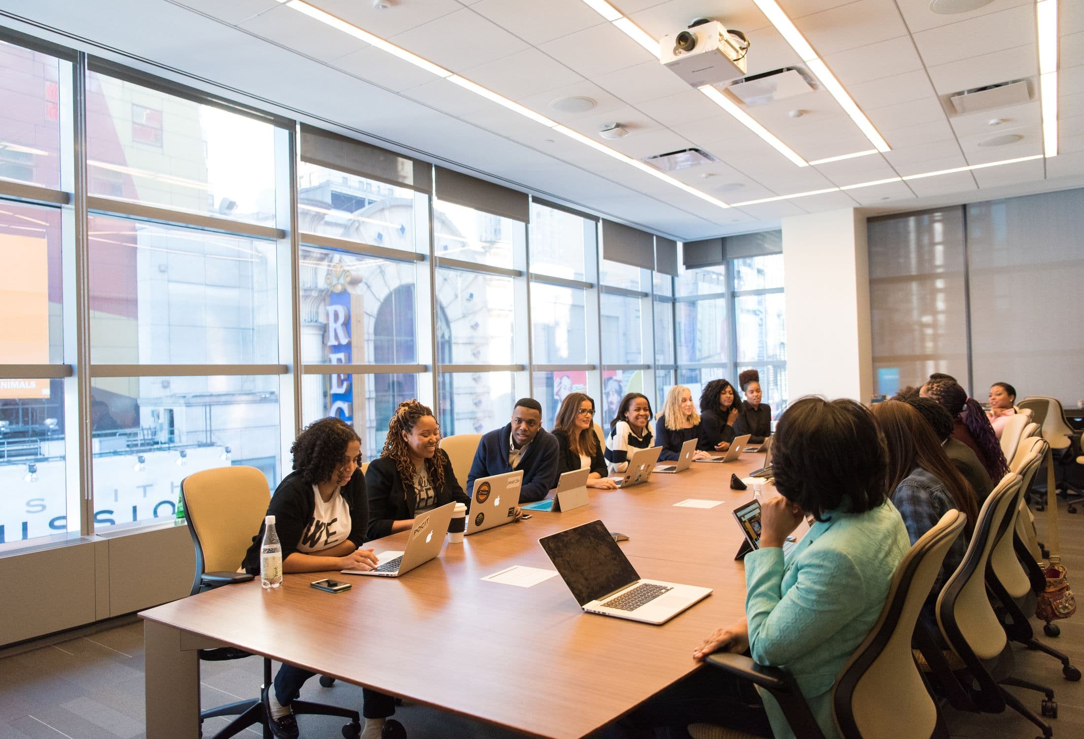 Conference room team discussing governance decisions