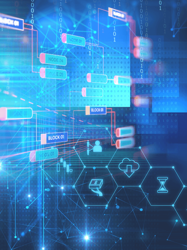 Blockchain data network with digital market nodes