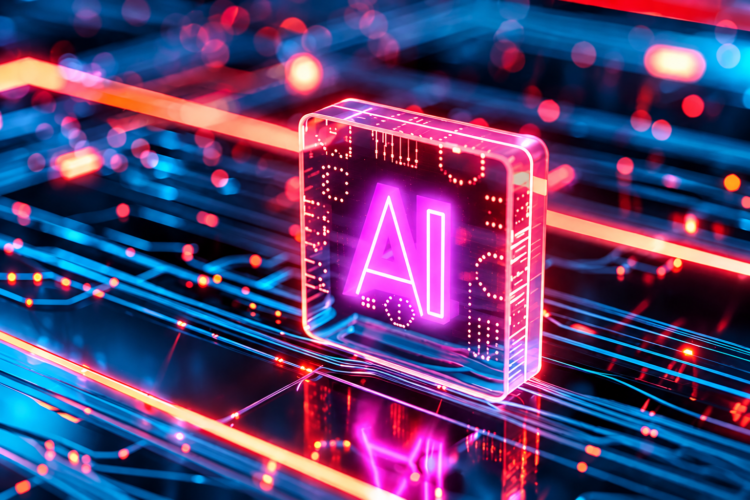 Neon AI processor representing real-time market intelligence