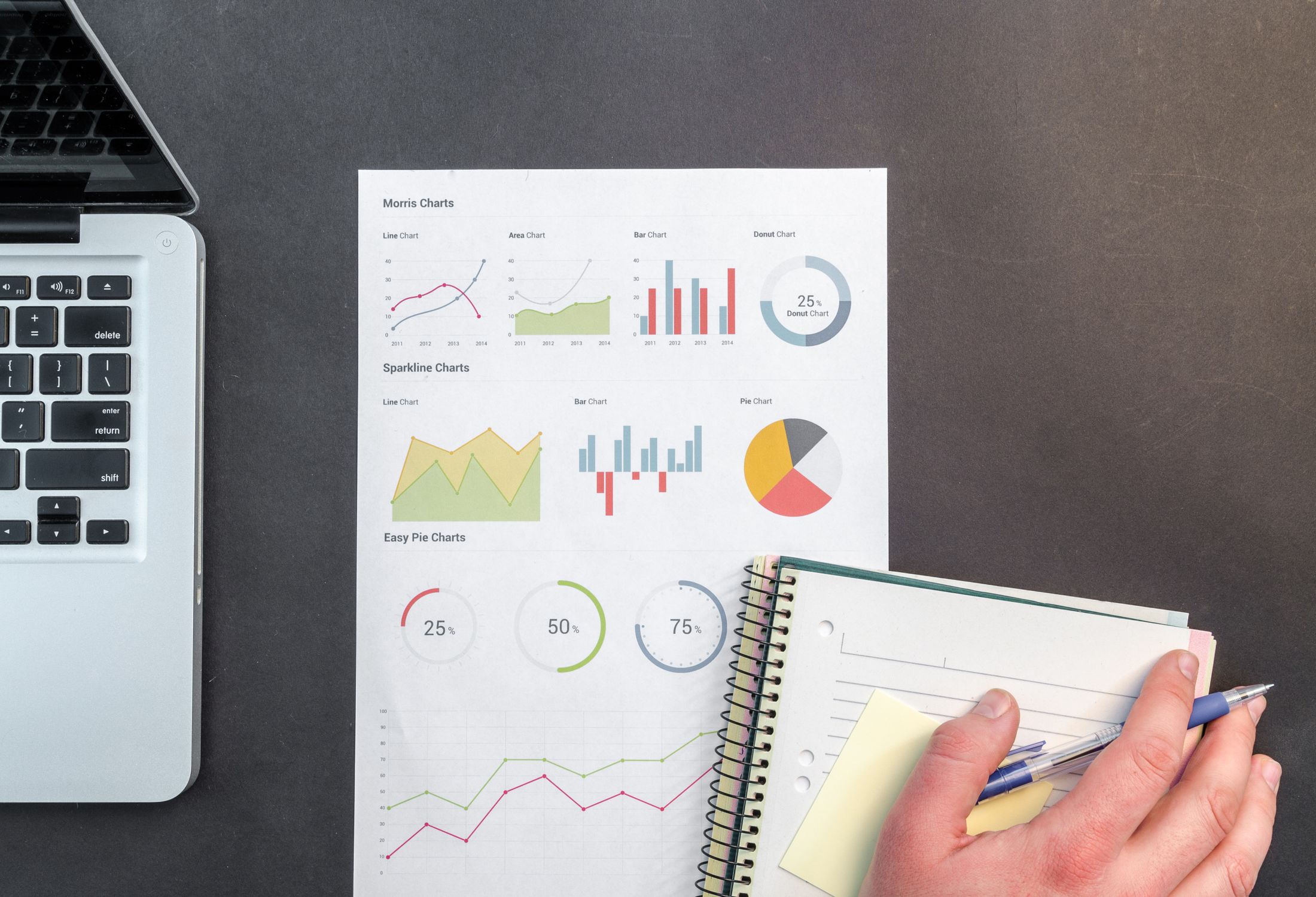 Analytics report and laptop for token data review